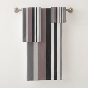 Conjunto De Toalhas Tons da Terra Elegante Padrão de Stripes da Savana