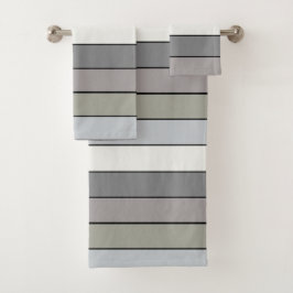 Conjunto De Toalhas Tons De cinza Com Fitas Pretas Em Papel De Aquarel