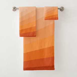 Conjunto De Toalhas Tons de Laranja Arte Abstrata Geométrica