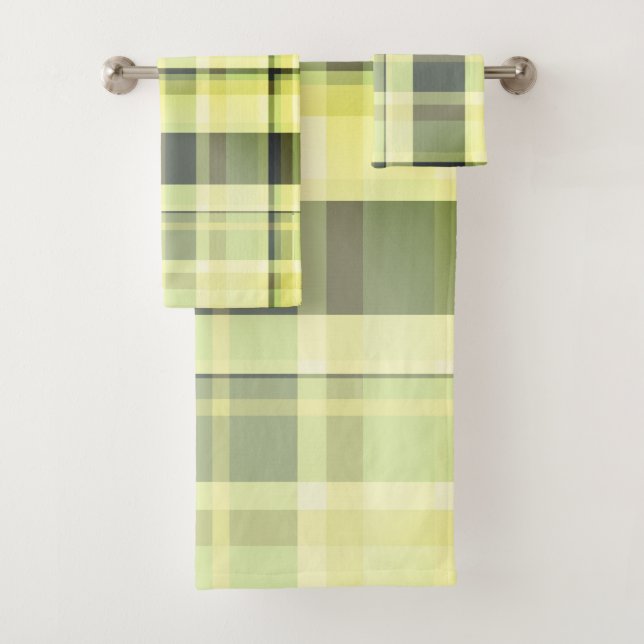 Conjunto De Toalhas Tons de queda de xadrez Verdes, Cinza, Butch (Insitu)