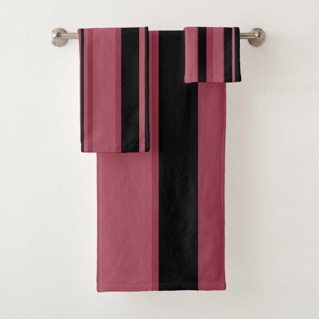Conjunto De Toalhas Topázio Fumê e Listras Pretas (Insitu)