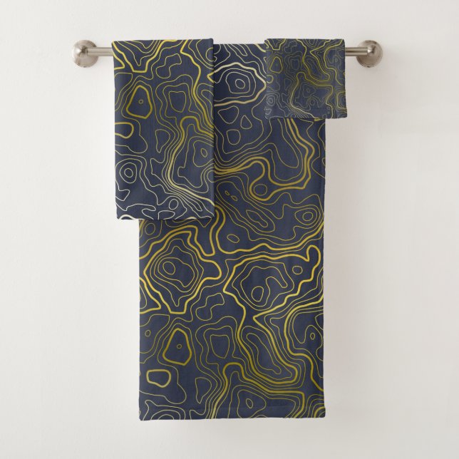 Conjunto De Toalhas Topografia Dourada (Insitu)
