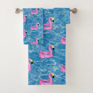 Conjunto De Toalhas Toque de piscina flamingo rosa