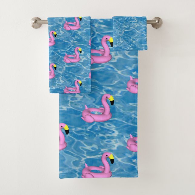 Conjunto De Toalhas Toque de piscina flamingo rosa (Insitu)