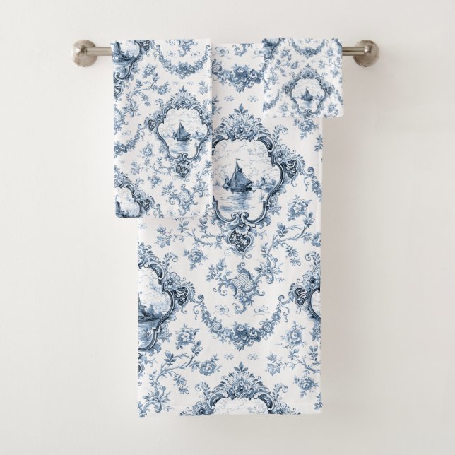 Conjunto De Toalhas Torneio Floral gravado com moinho de vento e botas (Insitu)
