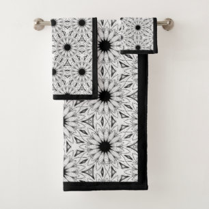 Conjunto De Toalhas Torneiras de Banho Elegante Preto e Branco