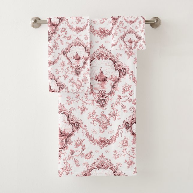 Conjunto De Toalhas Tornozelo Floral Gravado com Moinho de vento e Bar (Insitu)
