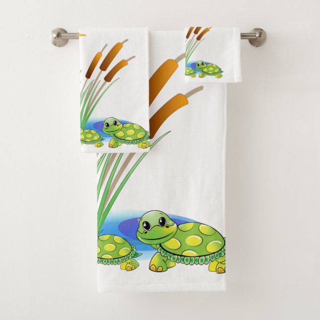 Conjunto De Toalhas Torre de Banheiro Serve Tartarugas (Insitu)
