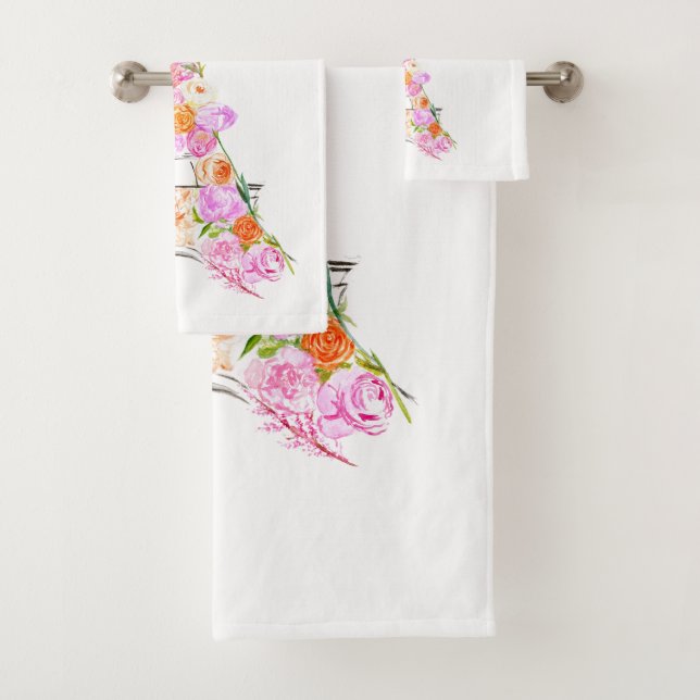 Conjunto De Toalhas Torre Eiffel floral (Insitu)