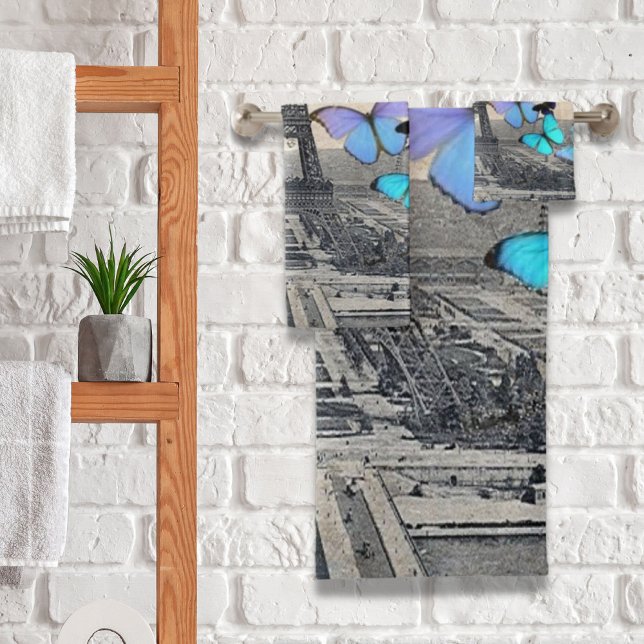 Conjunto De Toalhas torre romântica frança viagem paris eiffel (romantic french france travel paris eiffel tower bath towel set)