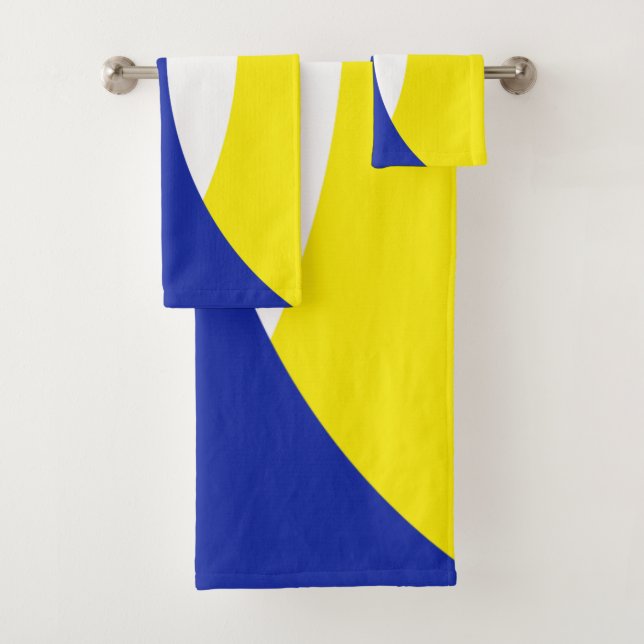 Conjunto De Toalhas Torres Abstrato de Arte Amarelo Azul Preto, Azul,  (Insitu)