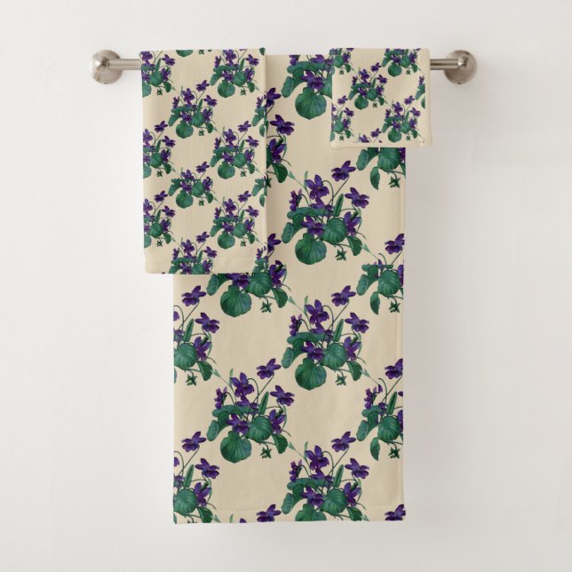 Conjunto De Toalhas Torres de Banheiro de Violetas Doce (Insitu)