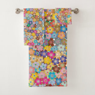 Conjunto De Toalhas Torres de Banho de Design Floral Coloridas