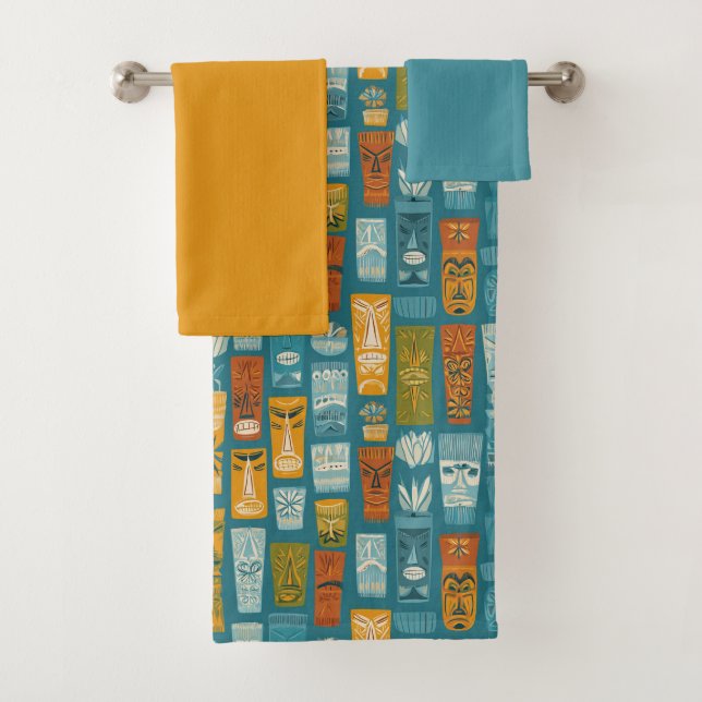 Conjunto De Toalhas Totens Tiki Retro (Insitu)