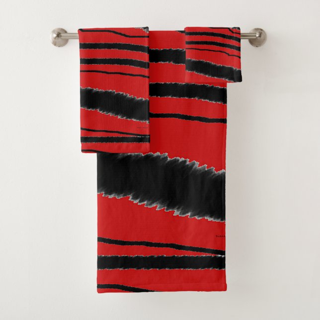 CONJUNTO DE TOALHAS TOWEL DE TINTA ANIMAL DA ZEBRA VERMELHA EXÓTICA LU (Insitu)