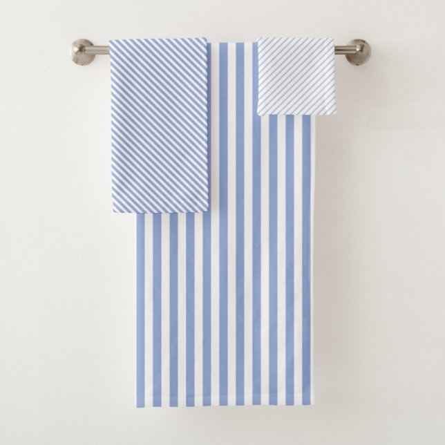 Conjunto De Toalhas Towel Set - Blue Stripe Patterns (Insitu)