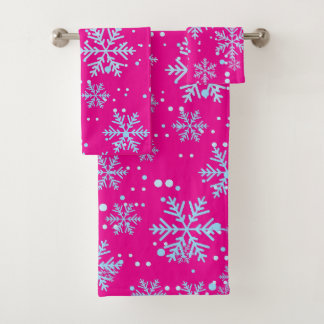 Conjunto De Toalhas Towel Set, Bright Fuchsia Snowflakes