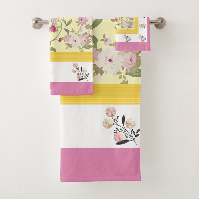 Conjunto De Toalhas Towel Set patta buta e Jaal com flores (Insitu)