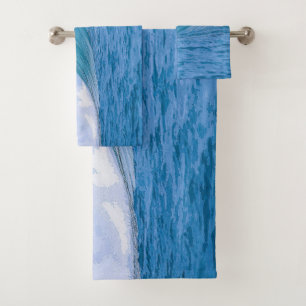 Conjunto De Toalhas Trabalho de arte acrílico de ondas do oceano azul