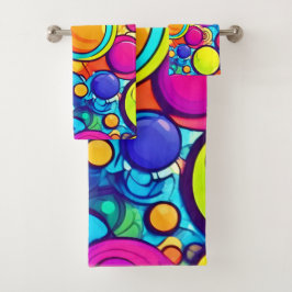 Conjunto De Toalhas Trabalho de arte de bolhas de Abstrato vibrantes