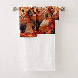 Conjunto de toalhas - Trabalho de arte de cinco cu