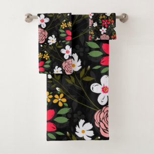 Conjunto De Toalhas Traços Bonito de Pincel Preto Cor-de-Rosa