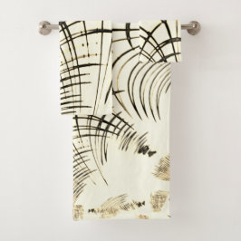 Conjunto De Toalhas Traços curvos castanho-castanho-rosado, fundo clar