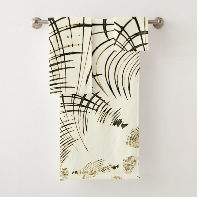 Conjunto De Toalhas Traços curvos castanho-castanho-rosado, fundo clar (Insitu)