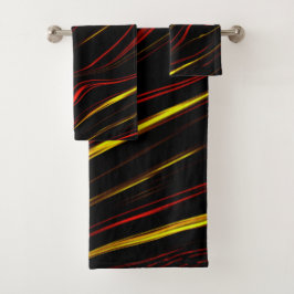 Conjunto De Toalhas Traços longos de ouro vermelho ondulado sobre fund