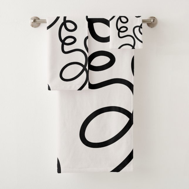 Conjunto De Toalhas Traços Mínimos De Linha Mínima Preto E Branco (Insitu)