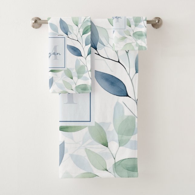 Conjunto De Toalhas Tranquil Oasis Aquarela Deixa Monograma e Nome (Insitu)