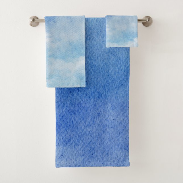 Conjunto De Toalhas Tranquilo Céu Personalizado Sonhos Cores Aquáticas (Insitu)