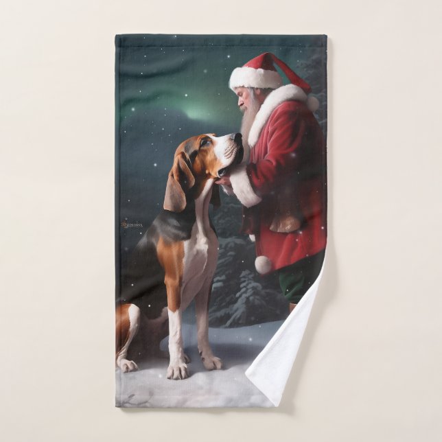 Conjunto De Toalhas Treing Walker Coonhound Santa Claus Natal (Toalha de mão)