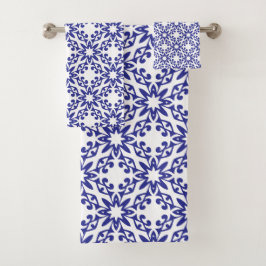 Conjunto De Toalhas Trellis Azul Real