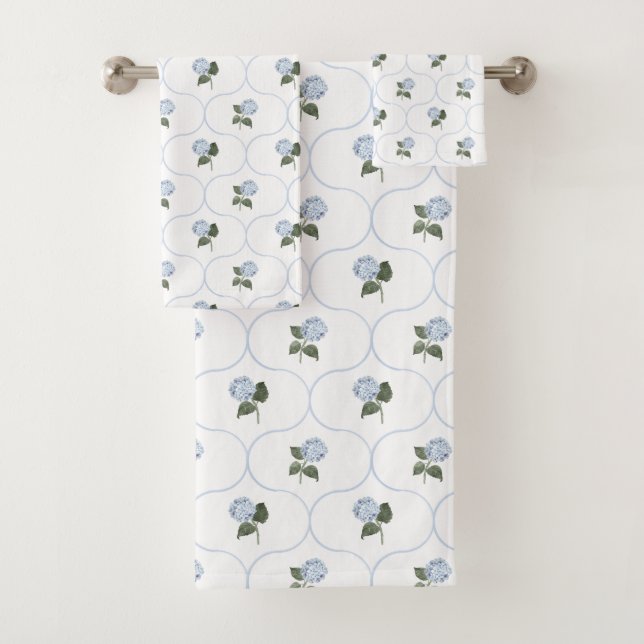 Conjunto De Toalhas Trellis de Flor de Hortênsia Azul  (Insitu)