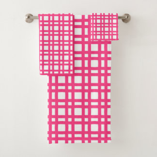 Conjunto De Toalhas Trellis rosa e branca brilhante