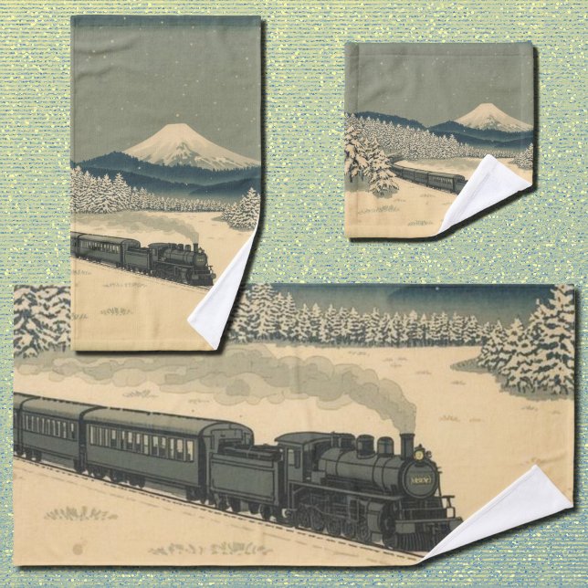 Conjunto De Toalhas Trem de Inverno Ukiyo-e (Criador carregado)