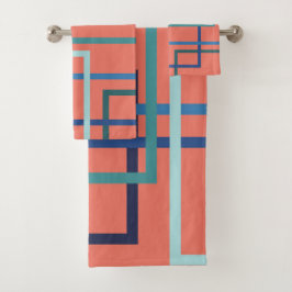 Conjunto De Toalhas Trend colors 2019 blue and green squares.