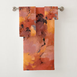 Conjunto De Toalhas Trendy Abstrato Terracotta Rust Brown