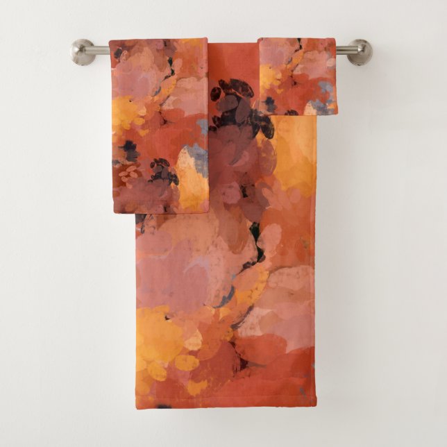 Conjunto De Toalhas Trendy Abstrato Terracotta Rust Brown (Insitu)