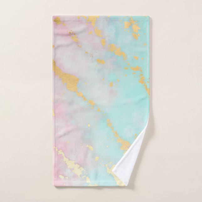 Conjunto De Toalhas Trendy Blush Pink Soft Mint Gold Luxury Collection (Toalha de mão)