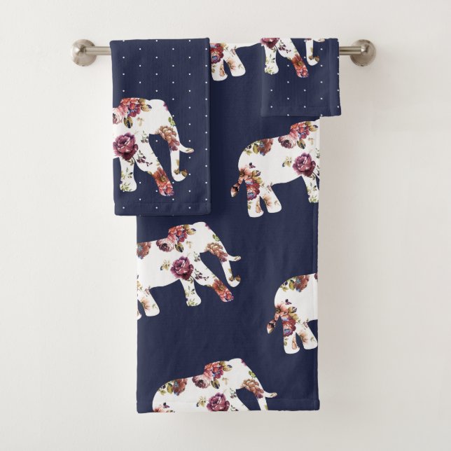 Conjunto De Toalhas Trendy Bohemian Floral Elephants & Bolinhas (Insitu)