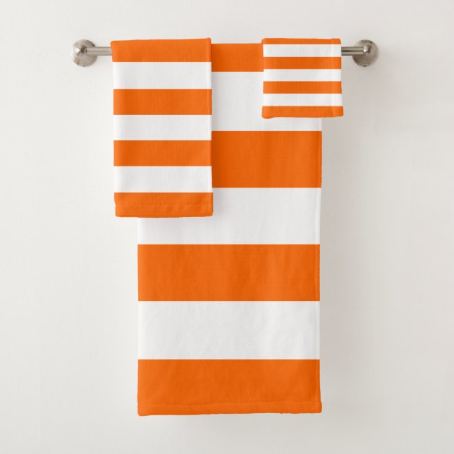 Conjunto De Toalhas Trendy Bright Summer Hot Orange Strips (Insitu)