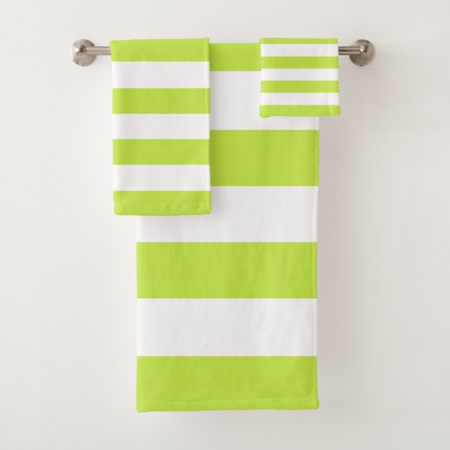 Conjunto De Toalhas Trendy Bright Summer Verdes limões Stripes (Insitu)