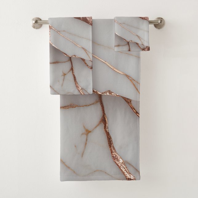 Conjunto De Toalhas Trendy Copper Glitter Marble (Insitu)