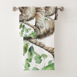 Conjunto De Toalhas Trendy Cute Sloth Em Uma Árvore