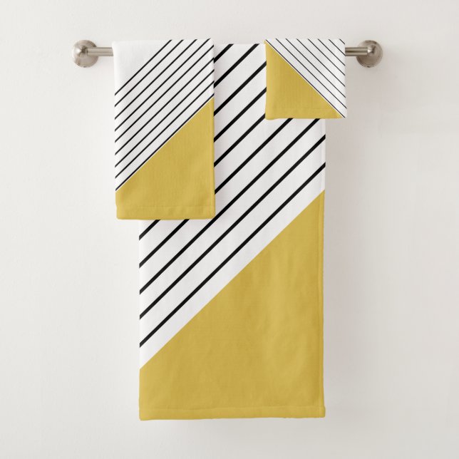 Conjunto De Toalhas Trendy Elegant Geométrico Chic Mostard Amarelo (Insitu)