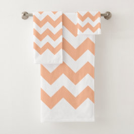Conjunto De Toalhas Trendy Modern Pastel Peach Chevron