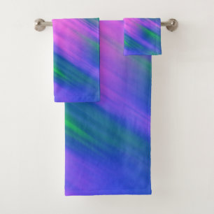 Conjunto De Toalhas Trendy Neon Bright Abstrato verde-rosa azul