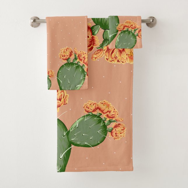 Conjunto De Toalhas Trendy Pickly Pear Cactus e Flores (Insitu)